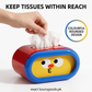 Close-up of tissue dispensing from the top slot