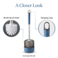 Details of bristle brush head and hanging loop