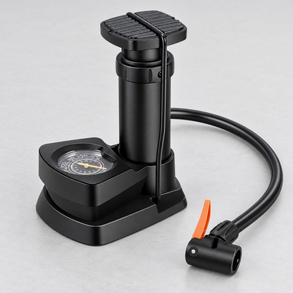 Foot air pump hose and orange-lever connector