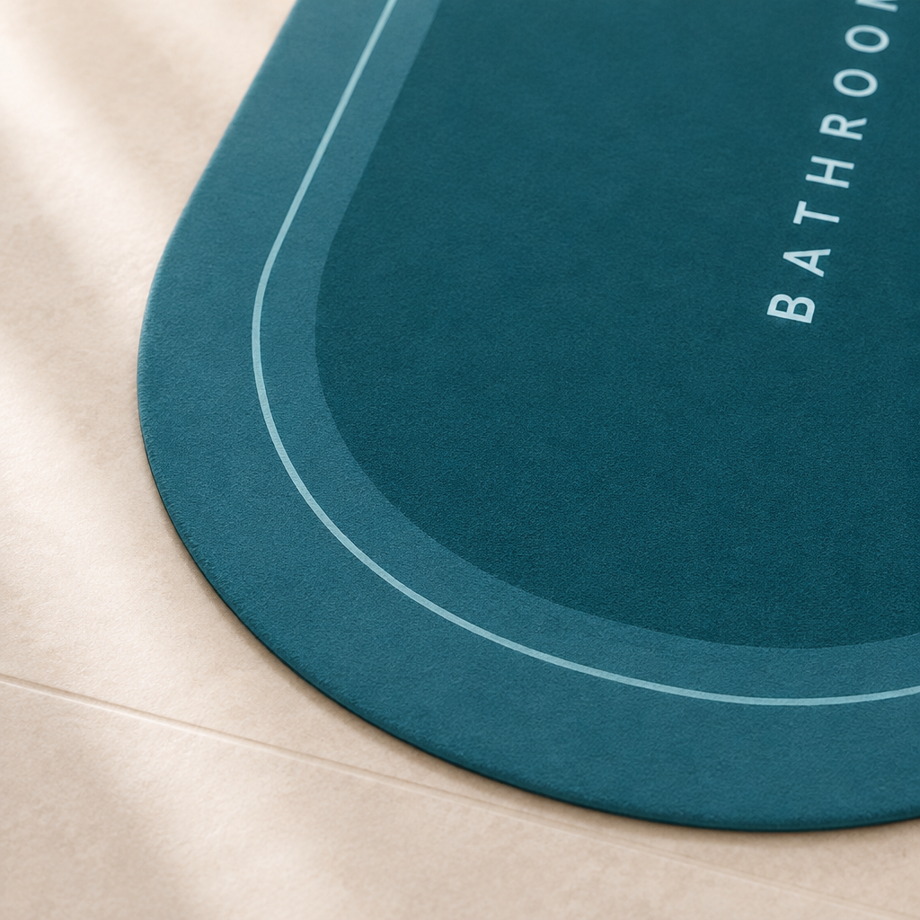 Close-up of oval bathroom mat border design