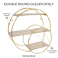 Double Round Golden Shelf with overlapping circular frame and three display shelves