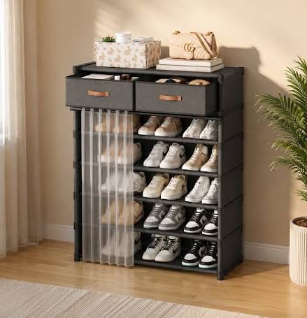 Shoe Rack With Curtain & Drawer (IMPORTED)