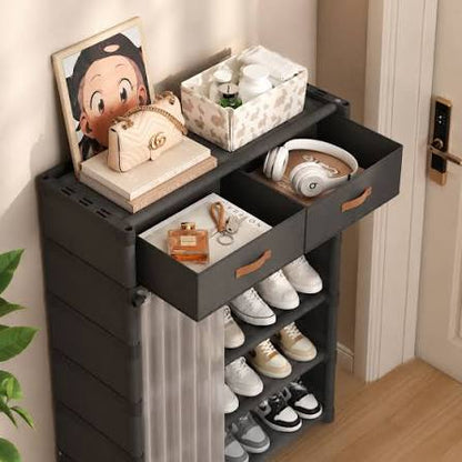 Shoe Rack With Curtain & Drawer (IMPORTED)