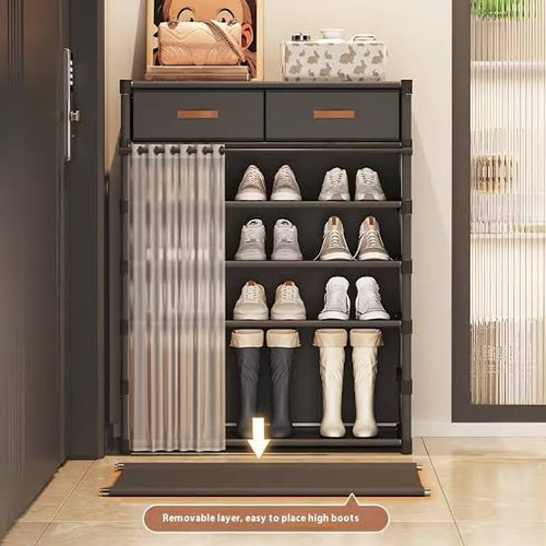 Shoe Rack With Curtain & Drawer (IMPORTED)