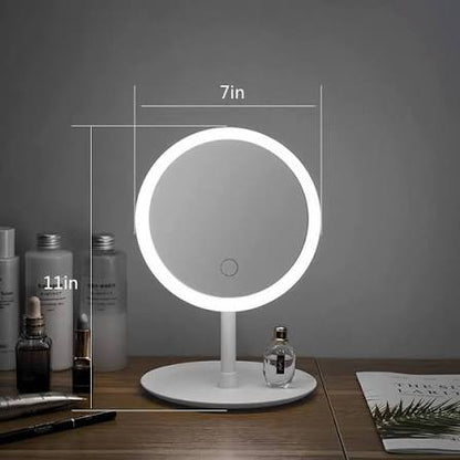 ROUND SHAPE DESKTOP LED MAKEUP MIRROR