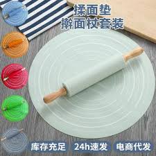 SILICONE ROUND DOUGH MAT ROLLING PIN (IMPORTED)