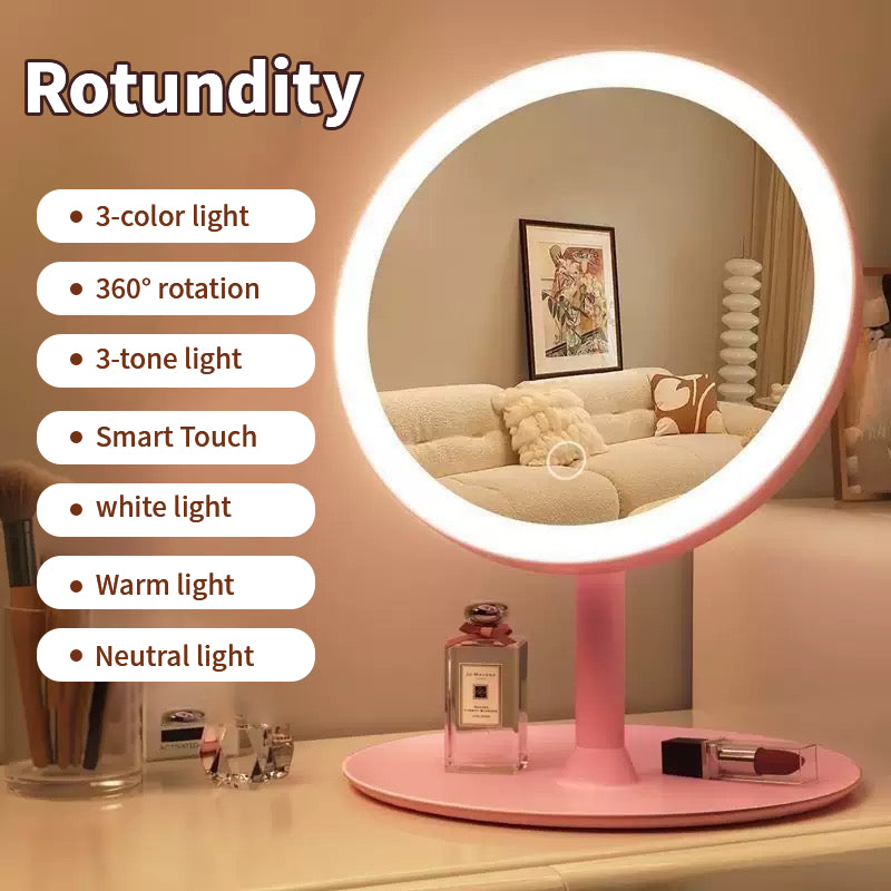 ROUND SHAPE DESKTOP LED MAKEUP MIRROR