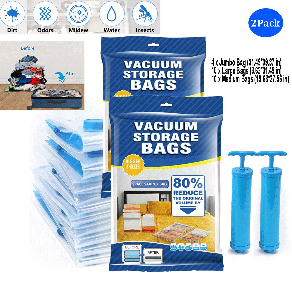 MULTIPURPOSE TRAVEL VACUUM BAG SET (6PCS)