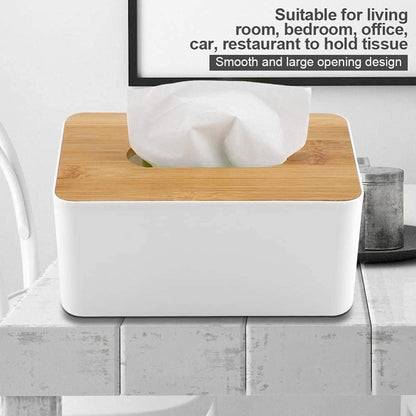 Tissue Box With Bamboo Lid