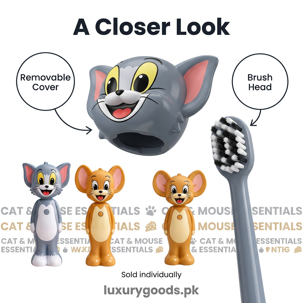 Tom & Jerry Character Toothbrush with Head Cover – 1 Piece