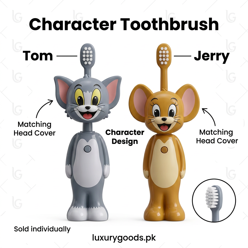 Tom & Jerry Character Toothbrush with Head Cover – 1 Piece